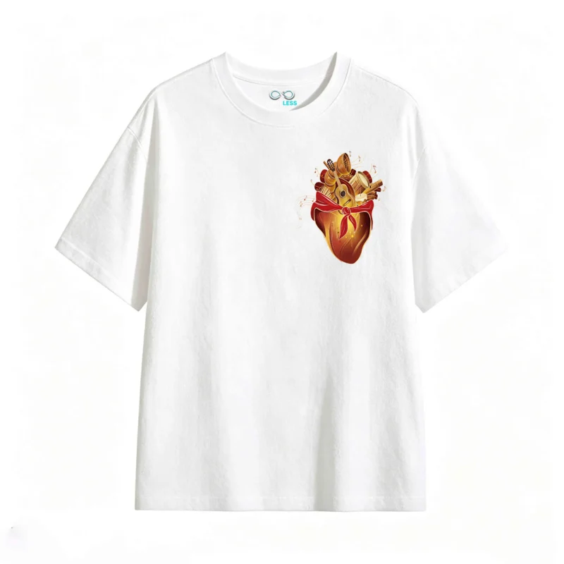 主图_2 Remera Algodón Estampado Folklore Guitarra Diseño Música Pop
