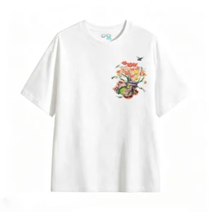 Remera Algodón Estampado Flores Corazón Anatómico Oversize