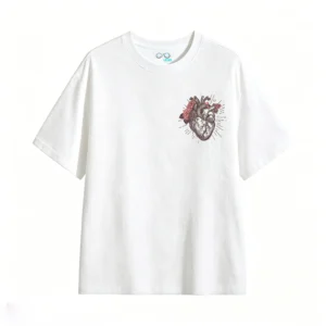 Remera Algodón Estampado Corazón Rosas Estilo Vintage Trendy