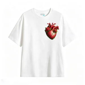 Remera Corazón Anatómico Flores Estampado Algodón Premium