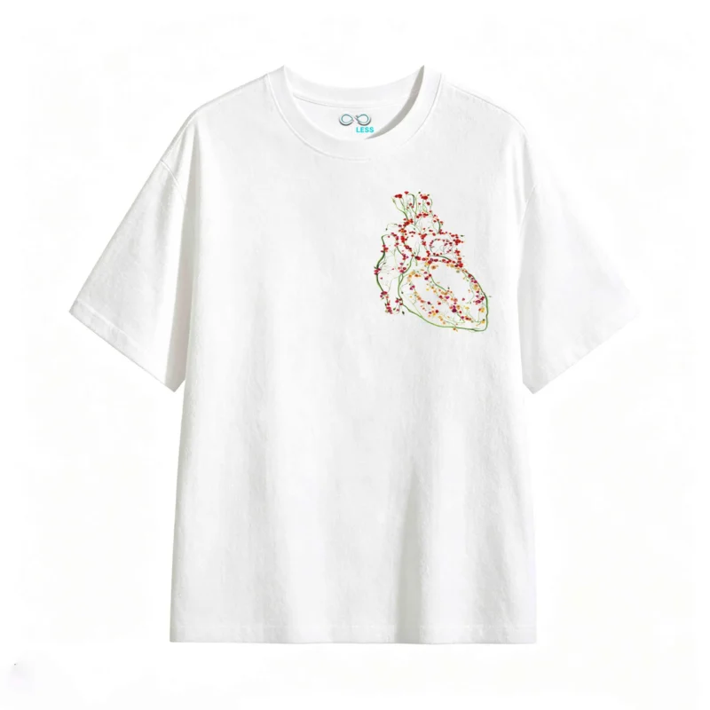 主图_2 Remera Algodón Estampado Flores Corazón Botánico Premium