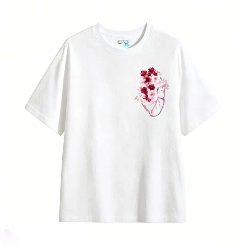 主图_2 Remera Algodón Estampado Corazón Flores Diseño Floral Premium