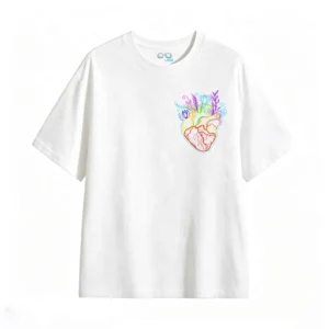Remera Algodón Estampado Corazón Neón Flores Arte Urbano
