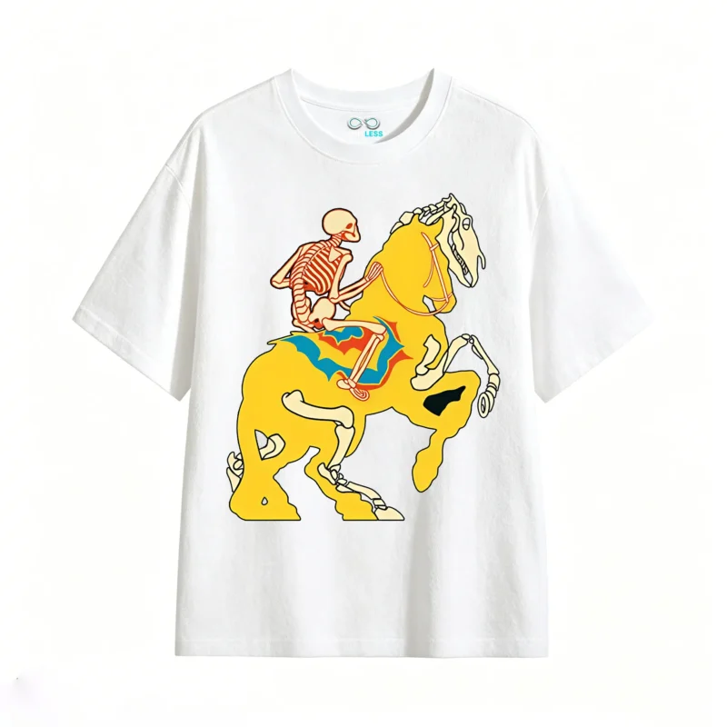 Remera Algodón Estampa Calavera Caballo Vintage Oversize