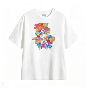 主图_2 Remera Algodón Estampado Esqueleto Flores Color Full Print