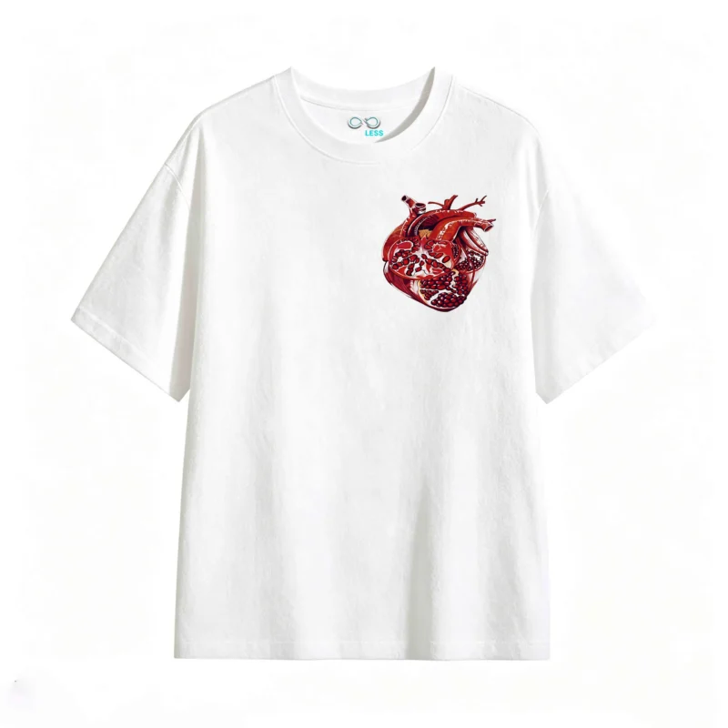 Remera Algodón Estampado Corazón Granada Diseño Arte Casual