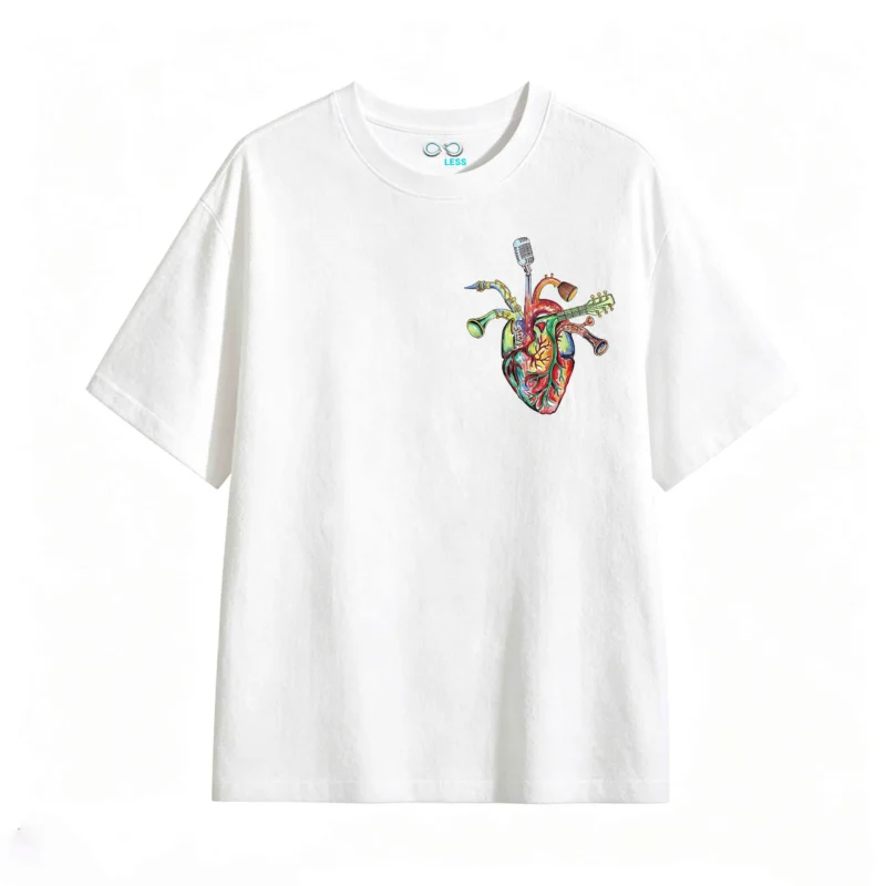Remera Algodón Estampada Corazón Musical Diseño Arte Jazz