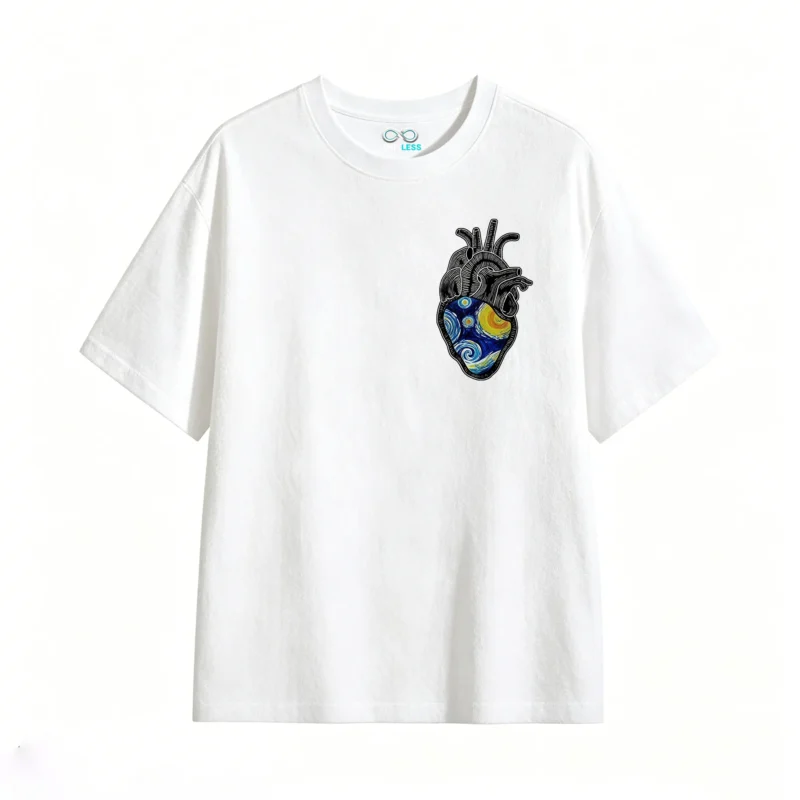 Remera Algodón Estampado Corazón Van Gogh Artístico Trendy