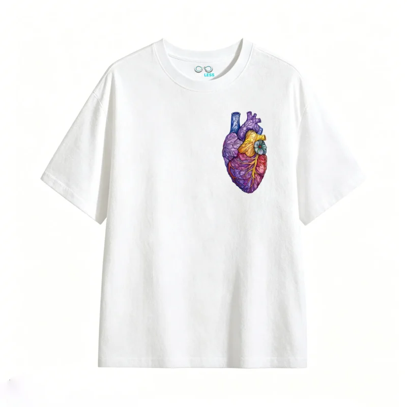Remera Algodón Estampado Corazón Anatómico Flores Premium