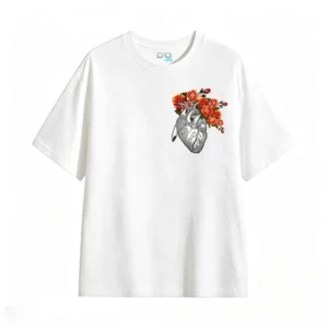 Remera Algodón Estampado Corazón Rosas Diseño Urbano Premium