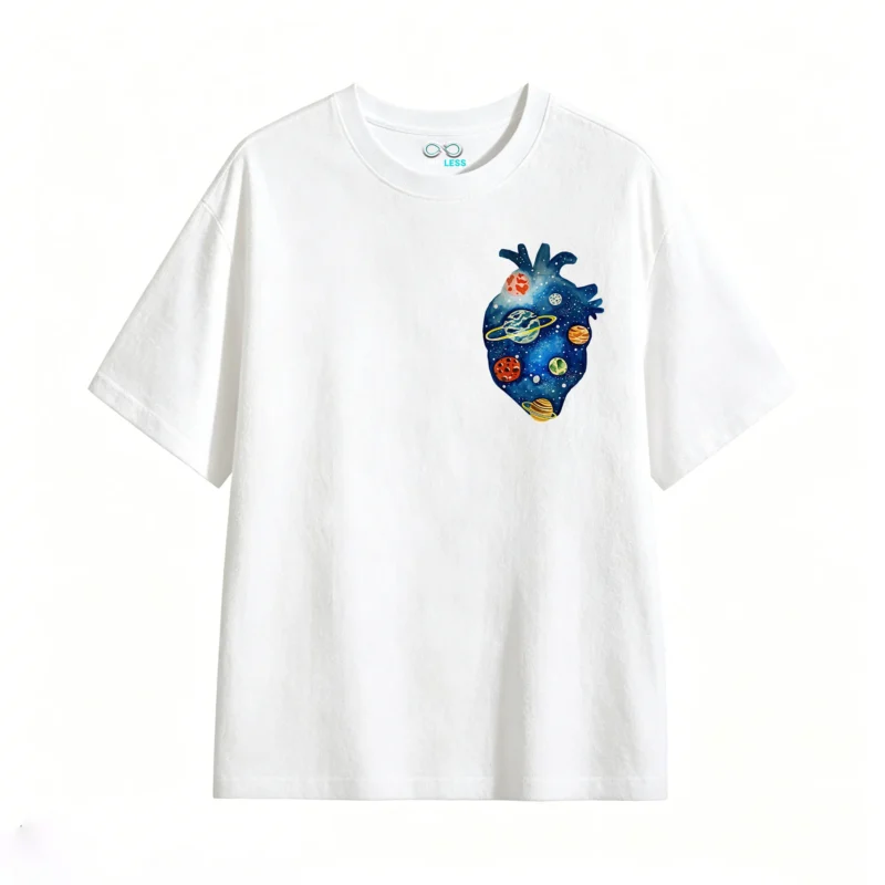 主图_2 Remera Algodón Estampado Corazón Galaxia Espacio Premium