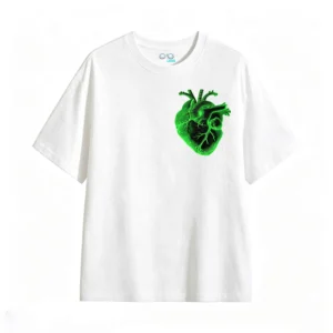 Remera Algodón Estampado Corazón Neón Estilo Urbano Calidad