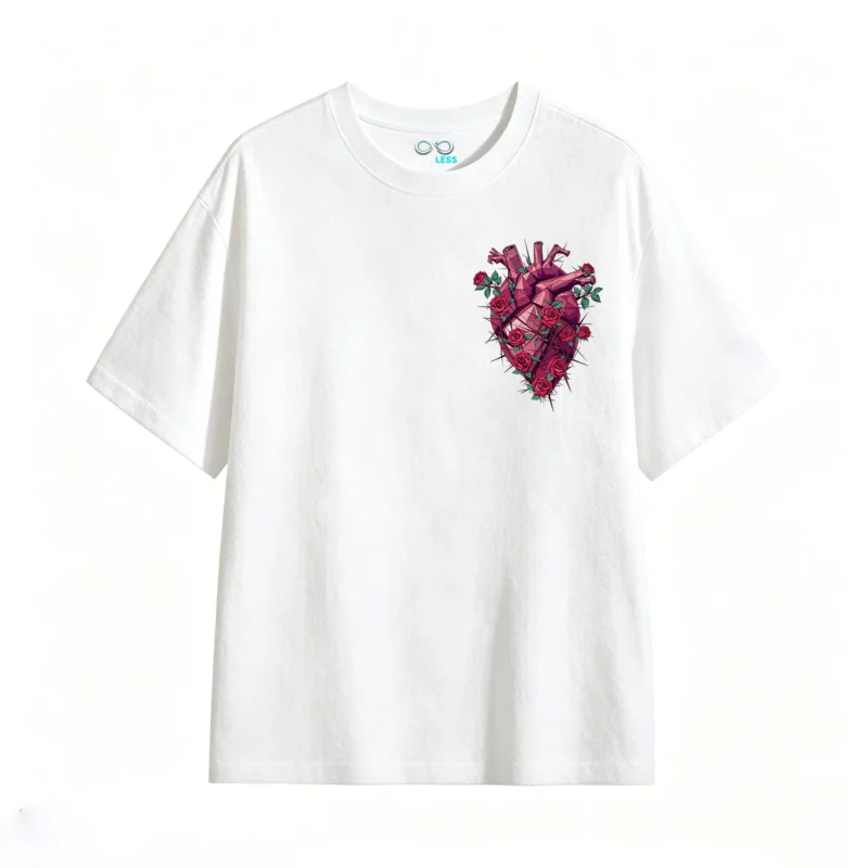 主图_2 Remera Algodón Estampado Corazón Rosas Geométrico Casual