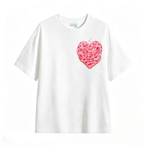 Remera Algodón Estampada Serpiente Corazón Pink Casual Premium