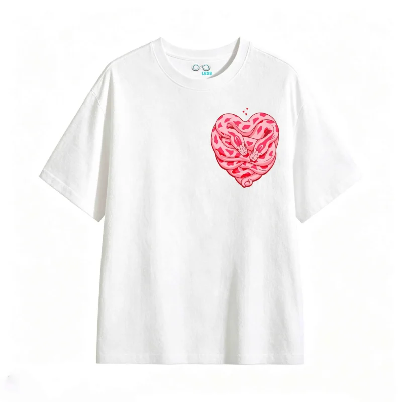 主图_2 Remera Algodón Estampada Serpiente Corazón Pink Casual Premium