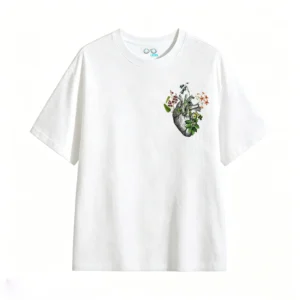 Remera Algodón Estampado Corazón Floral Botánico Premium