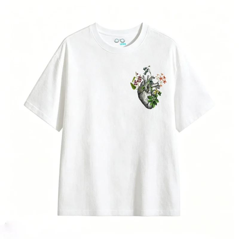 Remera Algodón Estampado Corazón Floral Botánico Premium