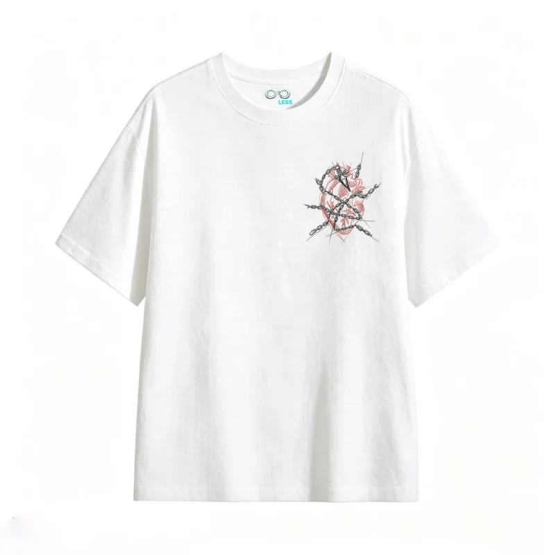 主图_2 Remera Algodón Estampado Corazón Gótico Estilo Urbano Premium