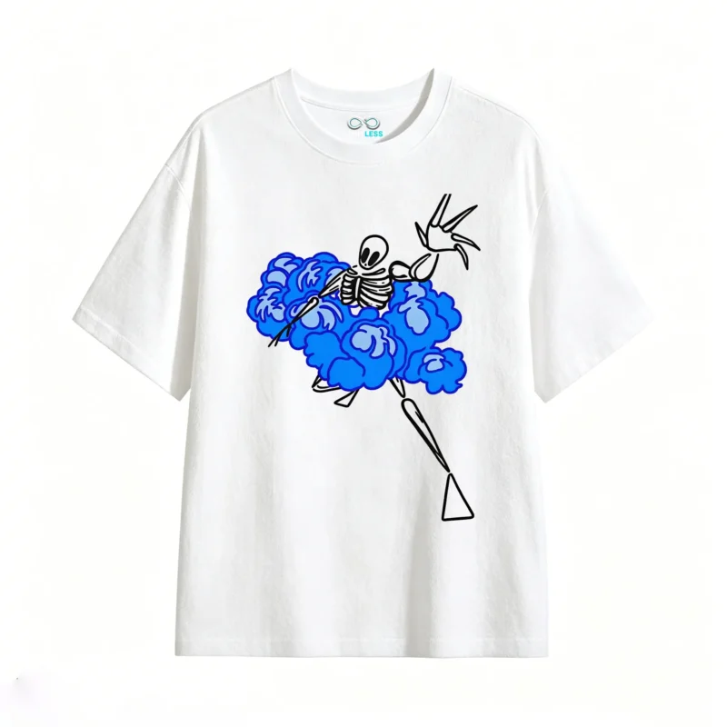 主图_2 Remera Algodón Estampado Esqueleto Nubes Azul Urbano Premium