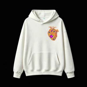 Buzo con Capucha Algodón Estampado Corazón Psicodélico Trendy Casual