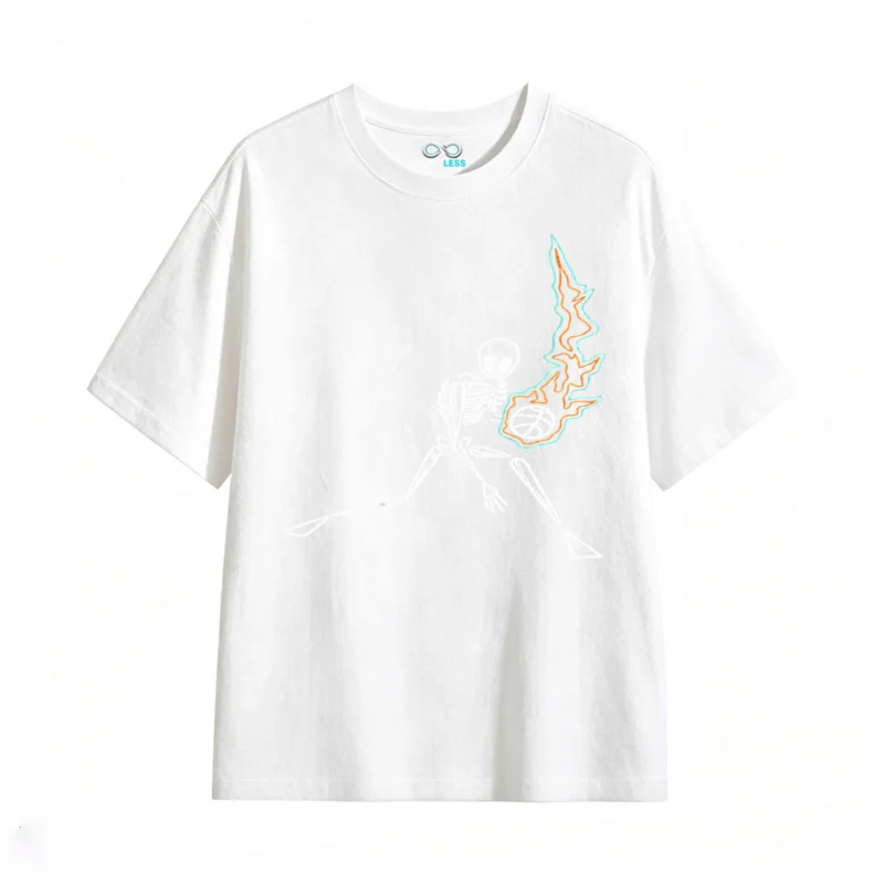 主图_2 Remera Algodón Estampado Esqueleto Básquet Fuego Premium