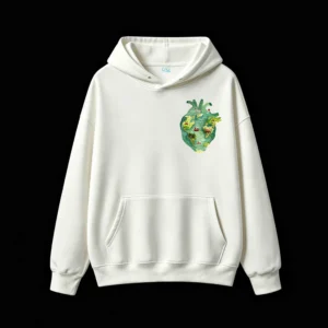 Buzo con Capucha Algodón Estampado Corazón Viajes Casual Premium