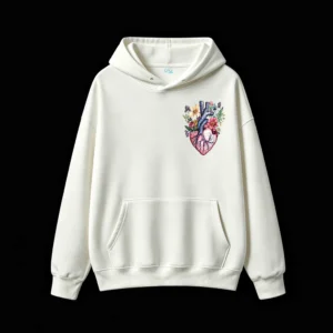 Buzo con Capucha Algodón Estampado Corazón Floral Arte Botánico Full
