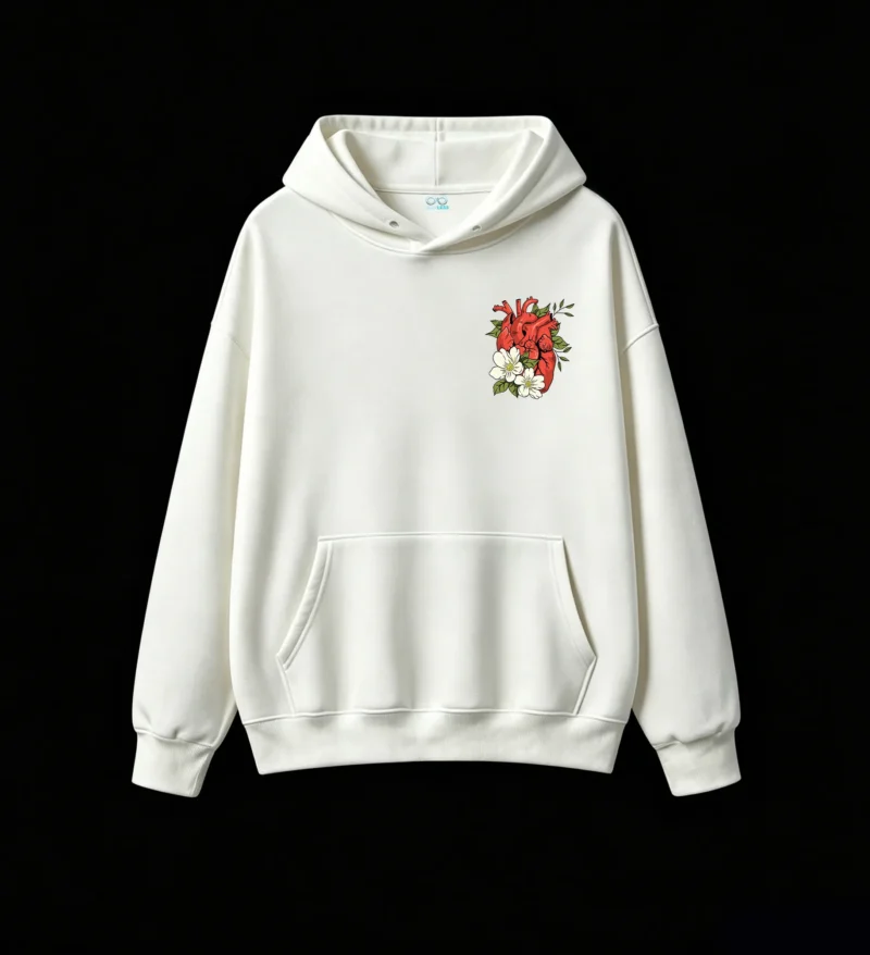 主图_2 Buzo con Capucha Algodón Estampado Corazón Anatómico Flores Diseño Art