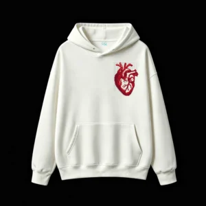 Buzo con Capucha Algodón Estampado Corazón Anatómico Casual Oversize