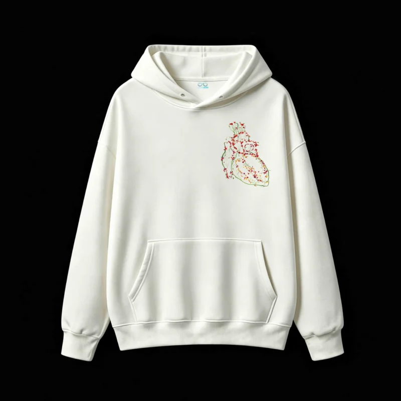 主图_2 Buzo con Capucha Algodón Diseño Corazón Floral Estampado Premium Trend