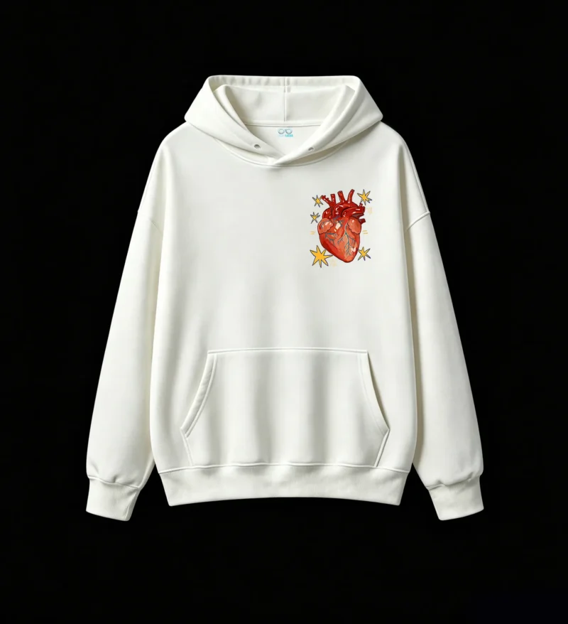 主图_2 Buzo con Capucha Algodón Estampado Corazón Anatómico Diseño Artístico