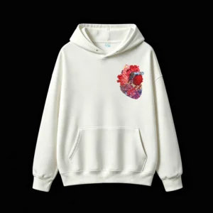 Buzo con Capucha Algodón Estampado Corazón Abstracto Diseño Artístico