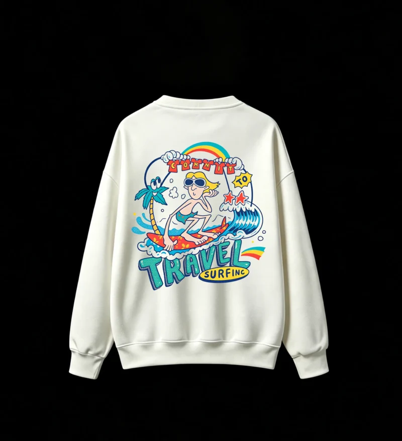 主图_2 Commit To Travel Surfing Back Print Sweatshirt