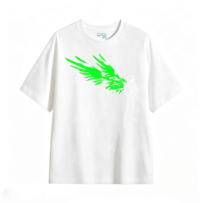 主图_2 Remera Algodón Estampado Alas Neón Diseño Urbano Oversize