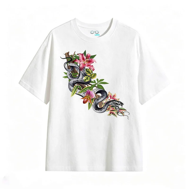 主图_2 Remera Algodón Estampado Serpiente Flores Diseño Exclusivo