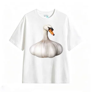 主图_2 Remera Algodón Estampado Cisne Ajo Diseño Surrealista DTG