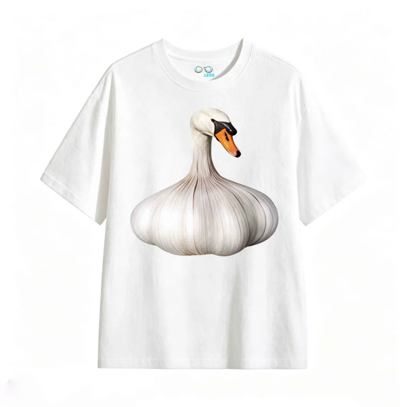 主图_2 Remera Algodón Estampado Cisne Ajo Diseño Surrealista DTG
