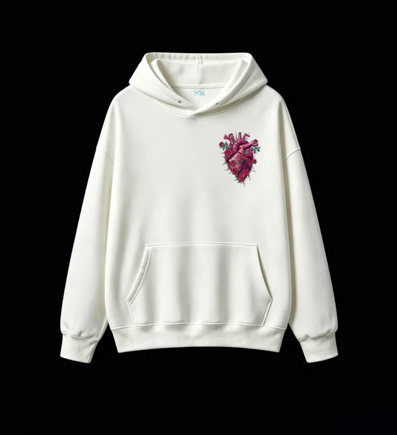Buzo con Capucha Algodón Estampado Corazón Rosas Geométrico Artístico