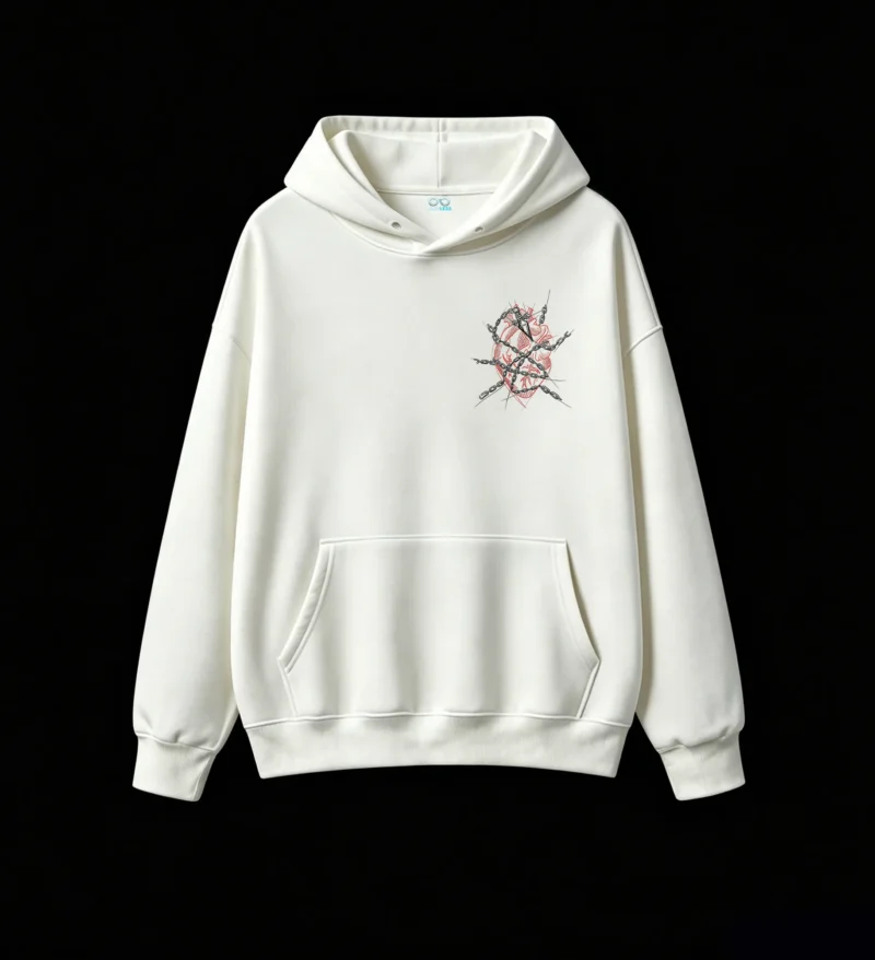 Buzo con Capucha Algodón Estampado Corazón Gótico Estilo Urbano Premium