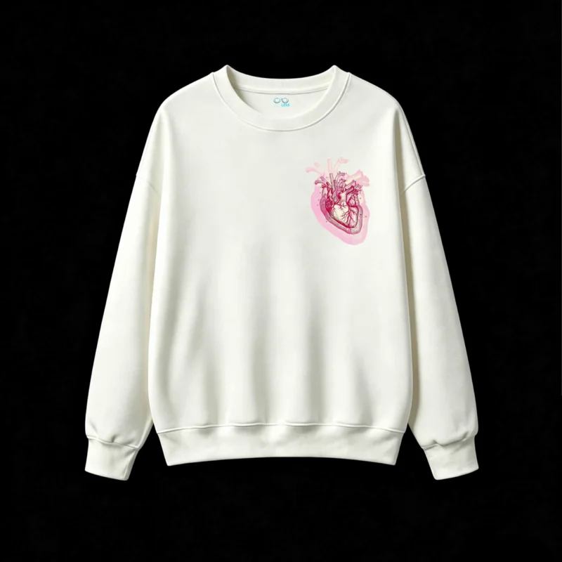 Buzo Cuello Redondo Algodón Estampado Corazón Anatómico Diseño Vintage