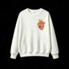 Buzo Cuello Redondo Algodón Estampado Corazón Neón Estilo Urbano Oversize