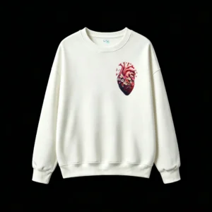 主图_2 Buzo Cuello Redondo Algodón Estampado Corazón Floral Diseño Artístico