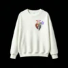 Buzo Cuello Redondo Algodón Estampado Corazón Floral Diseño Artístico