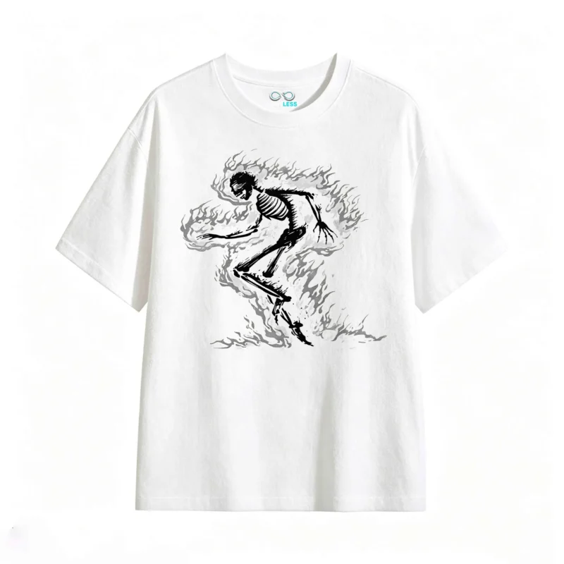 主图_2 Remera Algodón Estampado Fuego Aesthetic Oversize Calidad Premium
