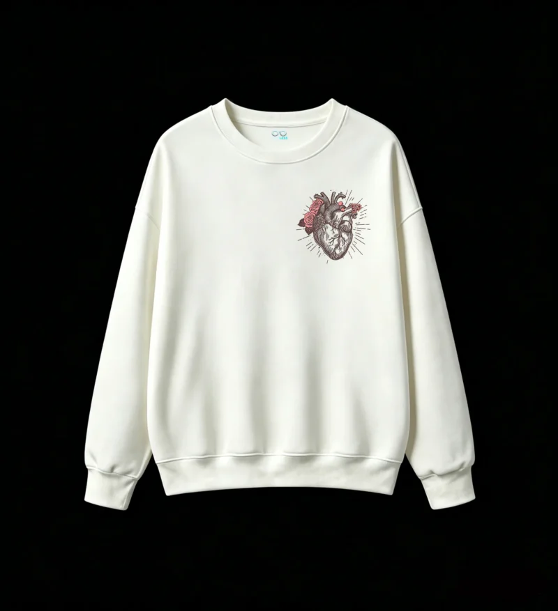 主图_2 Buzo Cuello Redondo Algodón Estampado Corazón Rosas Artístico Premium