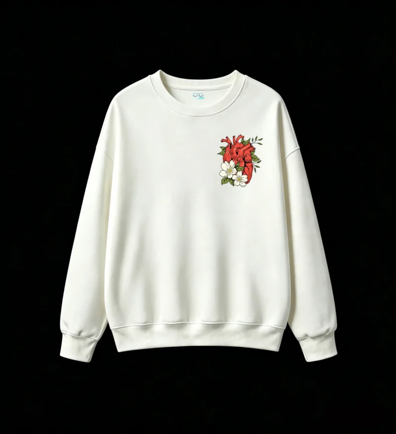 主图_2 Buzo Cuello Redondo Algodón Estampado Corazón Flores Diseño Botánico Art