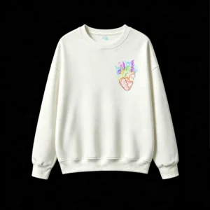 Buzo Cuello Redondo Algodón Estampado Corazón Neón Floral Arte Premium