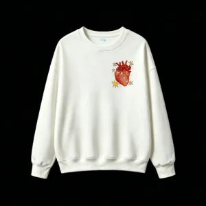 Buzo Cuello Redondo Algodón Estampado Corazón Anatómico Casual Calidad
