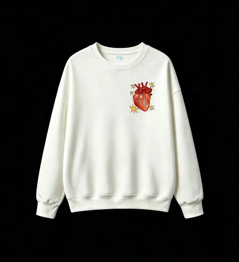 Buzo Cuello Redondo Algodón Estampado Corazón Anatómico Casual Calidad