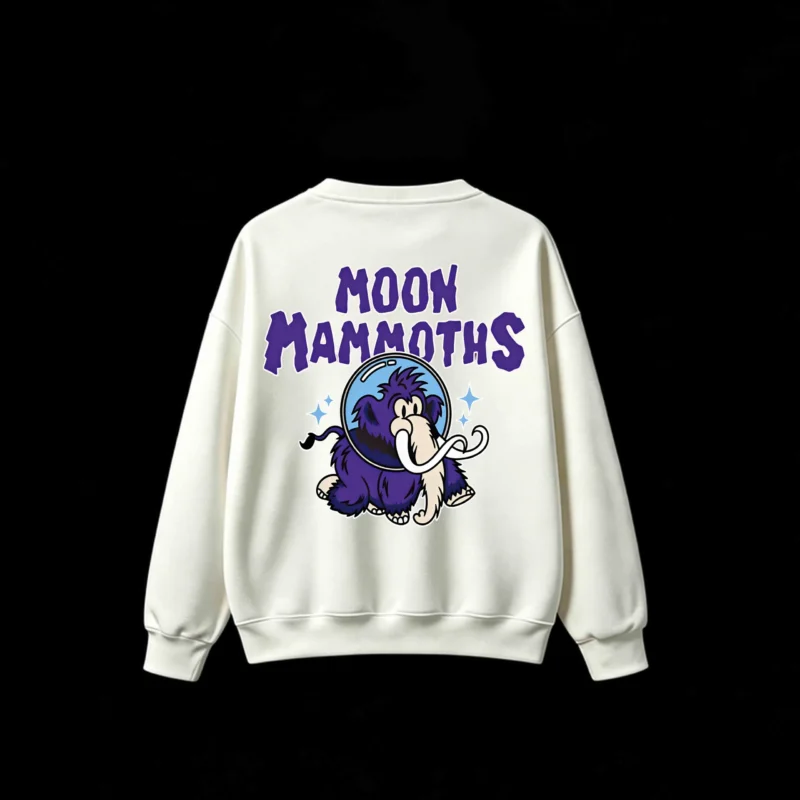 主图_2 Moon Mammoths Back Print Crew Neck Sweatshirt